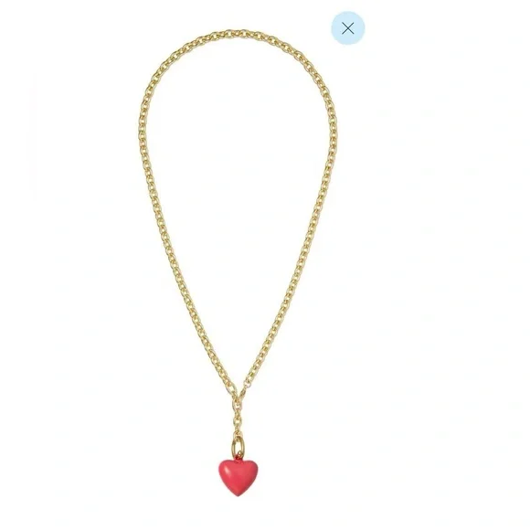 Roxanne Assoulin The Mini Puffy Heart Necklace Gold chainrose pendant
